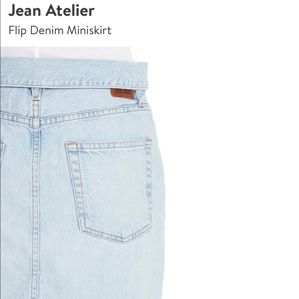 JEAN ATELIER Flip Denim Mini Skirt Raw Hem Blue Jean Size 25 - Picture 3 of 8